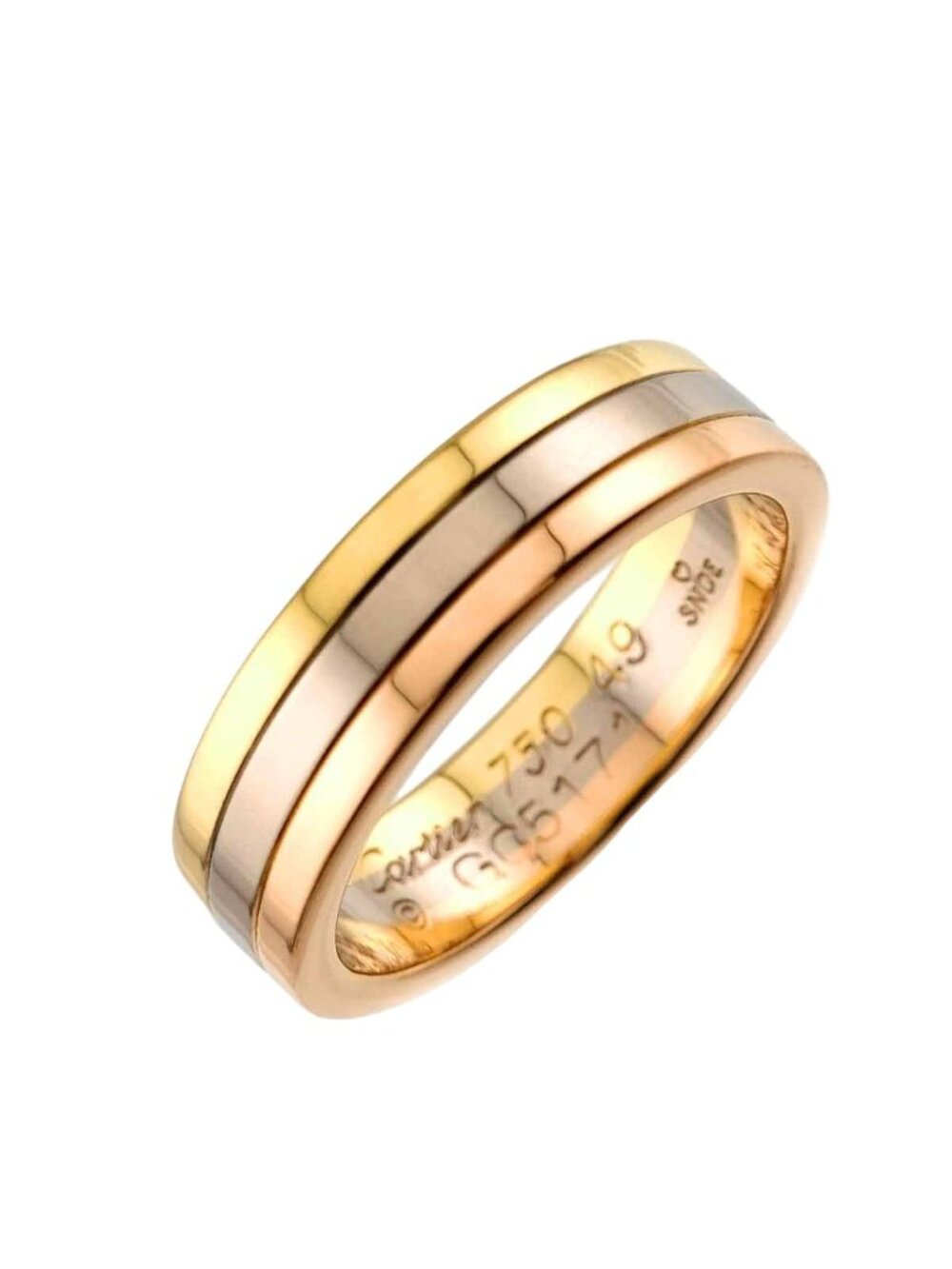 Cartier Vendome 49 Ring 18k Yellow Gold WG PG Three 750